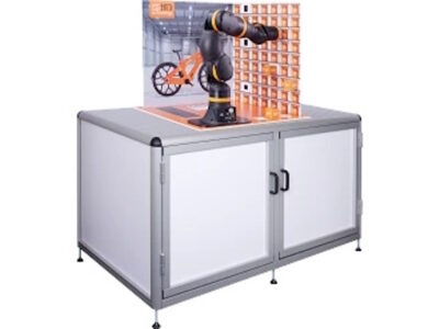 Educatieve rebel cobot opstelling.